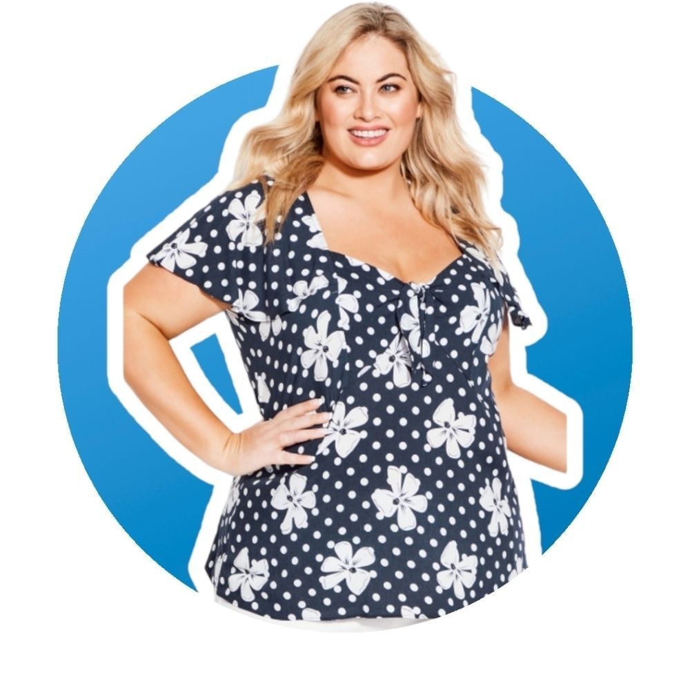 Woman's Avenue Tie Front Floral Navy Top 18